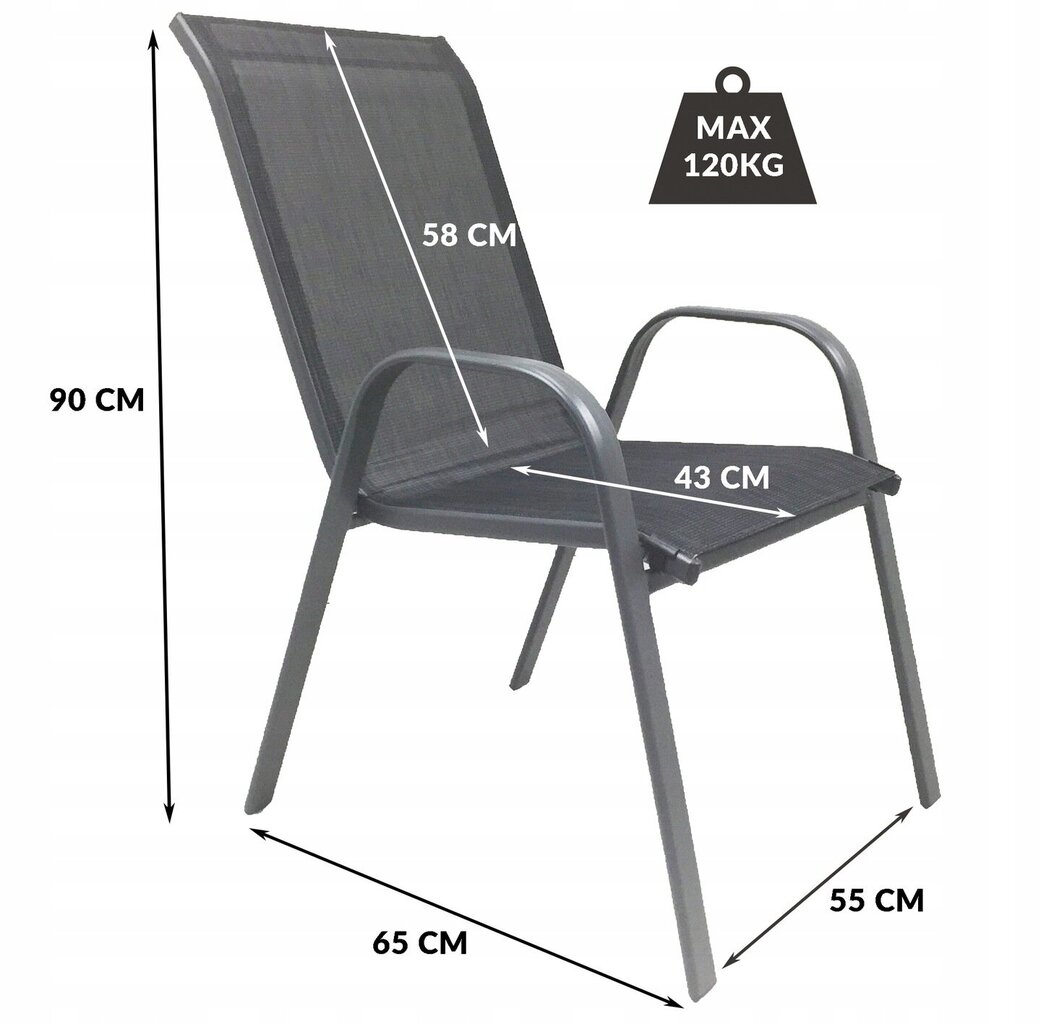 4-ių kėdžių komplektas Contrast Mallorca, juodas kaina ir informacija | Lauko kėdės, foteliai, pufai | pigu.lt