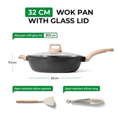 Just Perfecto Wok keptuvė su dangčiu, 32 cm kaina ir informacija | Keptuvės | pigu.lt