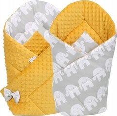 Dvipusis kūdikio vokelis - antklodė Babymam, 80x80 cm, geltona/pilka kaina ir informacija | Vokeliai, miegmaišiai, pagalvės | pigu.lt