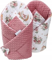 Dvipusis kūdikio vokelis - antklodė Babymam, 80x80 cm, rožinė/balta kaina ir informacija | Vokeliai, miegmaišiai, pagalvės | pigu.lt