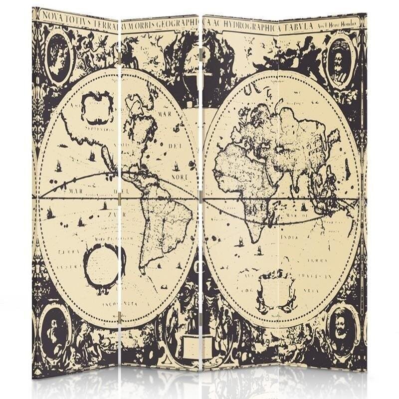 Pertvara Vintažinis pasaulio žemėlapis kaina ir informacija | Širmos, kambario pertvaros | pigu.lt