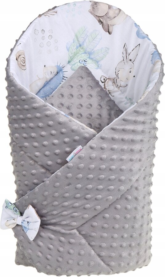 Dvipusis kūdikio vokelis - antklodė Babymam, 80x80 cm, pilka/balta kaina ir informacija | Vokeliai, miegmaišiai, pagalvės | pigu.lt