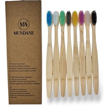 Зубные щетки бамбуковые Mundane, средней мягкости, 8 шт. цена и информация | Зубные щетки, пасты | pigu.lt