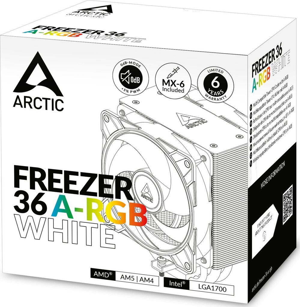 Arctic Freezer 36 A-RGB White ACFRE00125A kaina ir informacija | Procesorių aušintuvai | pigu.lt