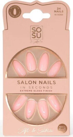 Priklijuojami nagai Artificial nails Soft & Subtle Salon Nails, 24 vnt цена и информация | Manikiūro, pedikiūro priemonės | pigu.lt
