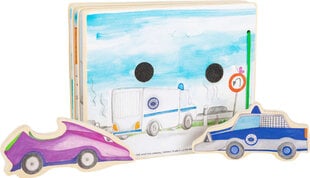 Medinė knyga vaikams su žaisliniais automobiliais Small Foot цена и информация | Игрушки для малышей | pigu.lt