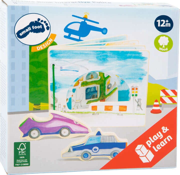 Medinė knyga vaikams su žaisliniais automobiliais Small Foot kaina ir informacija | Žaislai kūdikiams | pigu.lt