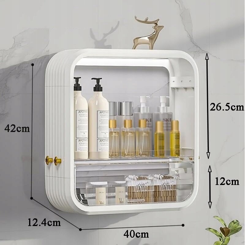 Kosmetikos dežutė ant sienos Korbi F24, balta, 1 vnt. kaina ir informacija | Kosmetinės, veidrodėliai | pigu.lt