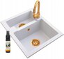 Granitan kriauklė virtuvės maišytuvas sifonas aukso spalvos kaina ir informacija | Virtuvinės plautuvės | pigu.lt