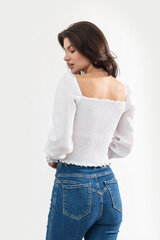 Блуза с буфами "Зефир" из льна цена и информация | Женские блузки, рубашки | pigu.lt