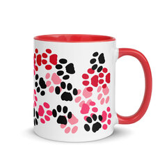 Puodelis Katės pėdsakai, keramikinis, 325 ml, raudona kaina ir informacija | Originalūs puodeliai | pigu.lt
