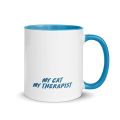 Puodelis My Cat My Therapist, keramikinis, 325 ml, mėlyna kaina ir informacija | Originalūs puodeliai | pigu.lt