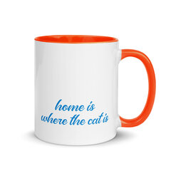 Puodelis Home Is Where The Cat Is, keramikinis, 325 ml, oranžinė kaina ir informacija | Originalūs puodeliai | pigu.lt