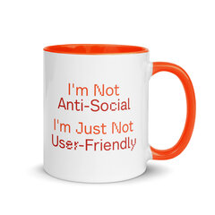 Puodelis I'm Not Anti-Social, I'm Just Not User-Friendly, keramikinis, 325 ml, oranžinė kaina ir informacija | Originalūs puodeliai | pigu.lt