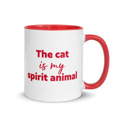 Puodelis The Cat Is My Spirit Animal, keramikinis, 325 ml, raudona kaina ir informacija | Originalūs puodeliai | pigu.lt