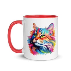 Puodelis The Cat Is My Spirit Animal, keramikinis, 325 ml, raudona kaina ir informacija | Originalūs puodeliai | pigu.lt