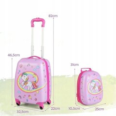 Kuprinės ir lagamino rinkinys vaikams Costway, rožinis цена и информация | Чемоданы, дорожные сумки | pigu.lt