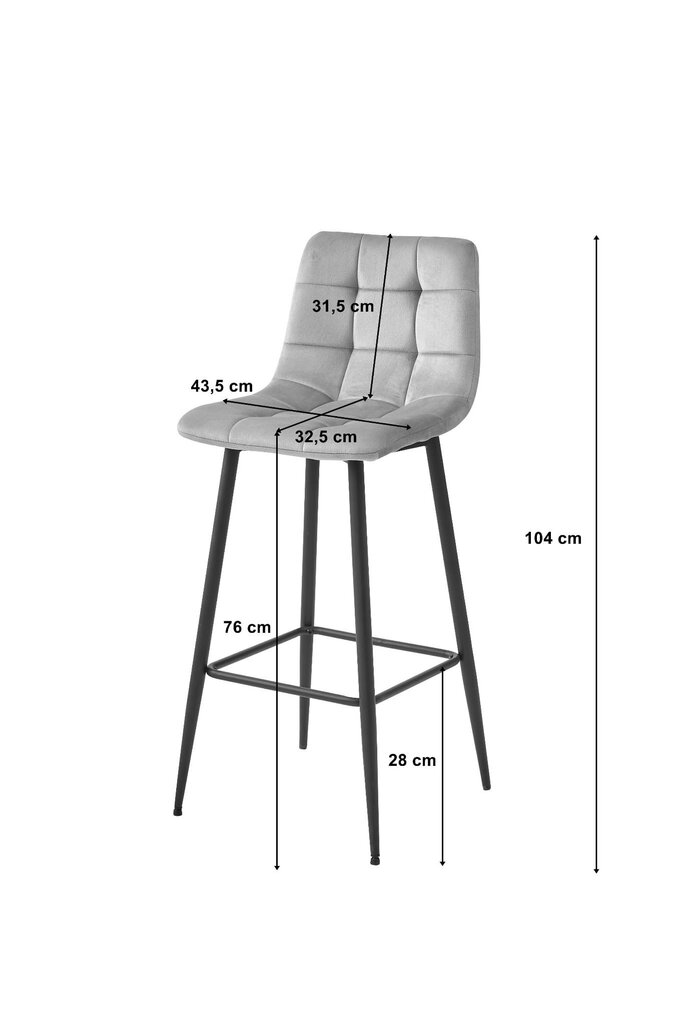 2-ių taburečių komplektas Arceto, pilkas kaina ir informacija | Virtuvės ir valgomojo kėdės | pigu.lt