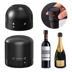 Tech Zone vakuuminis kamštis vyno ir šamano buteliui, juoda kaina ir informacija | Virtuvės įrankiai | pigu.lt