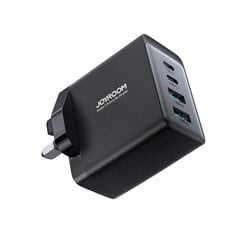 Joyroom TCG02 PD USB-C USB-A Настенное зарядное устройство GaN мощностью 67 Вт (Великобритания) + кабель USB-C — черный цена и информация | Зарядные устройства для телефонов | pigu.lt
