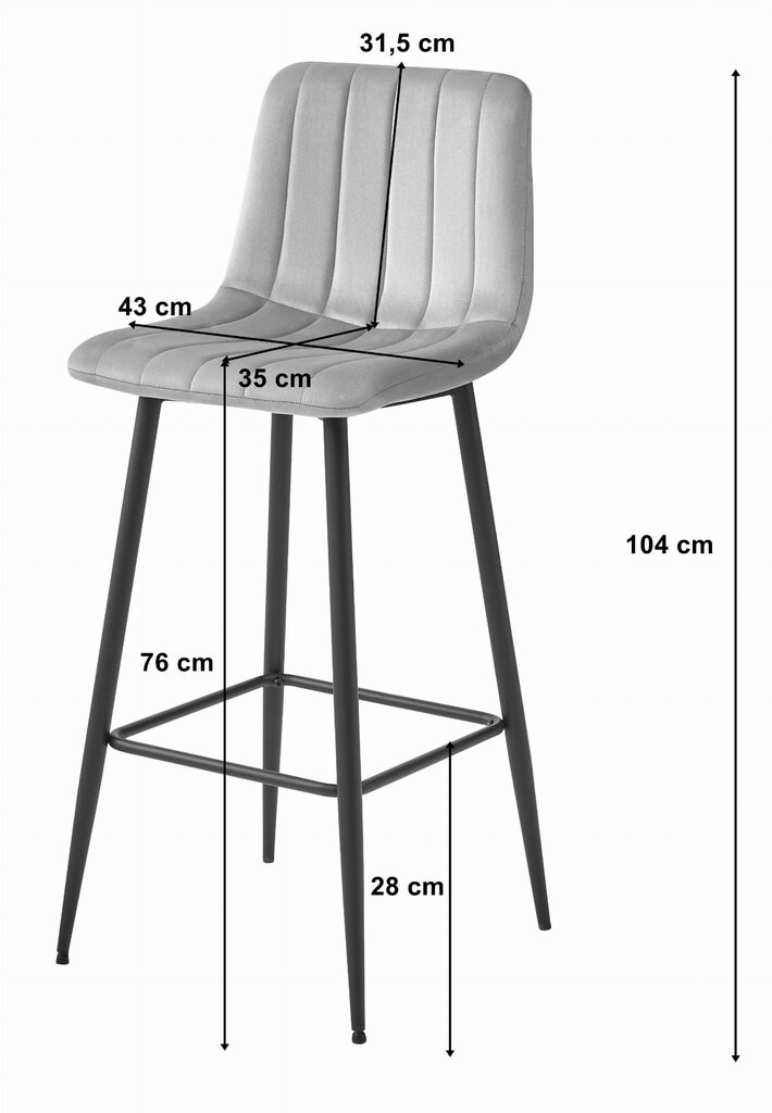 Kėdė Leobert Pozza, pilka/juoda kaina ir informacija | Virtuvės ir valgomojo kėdės | pigu.lt