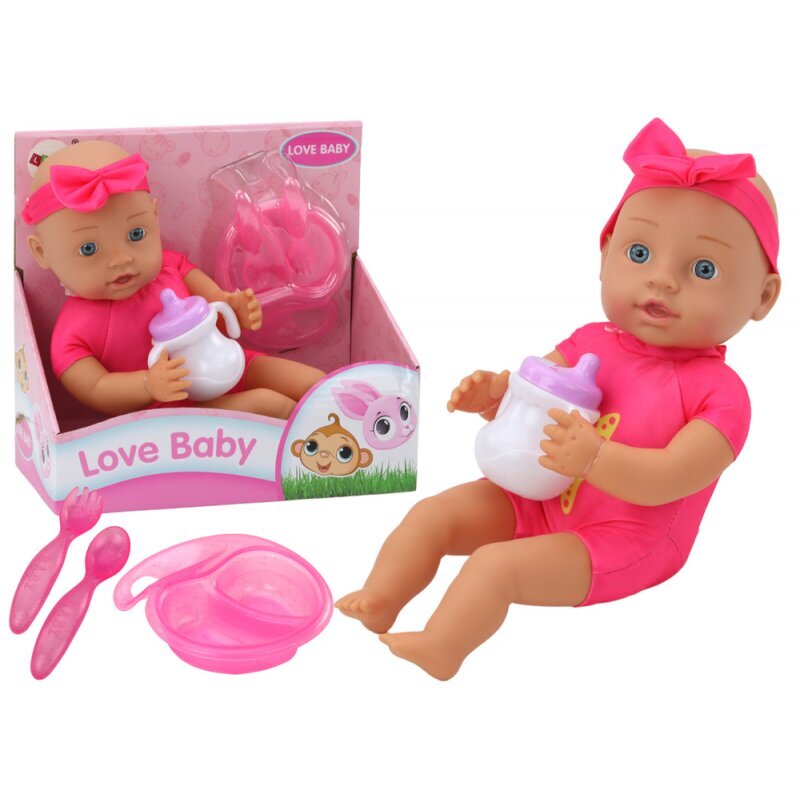 Lėlė rožine apranga su priedais Lean Toys Love Baby kaina ir informacija | Žaislai mergaitėms | pigu.lt