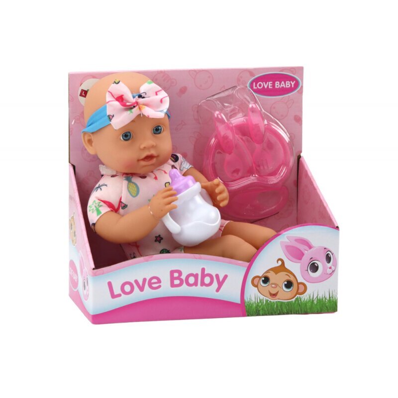 Lėlė rožine apranga su priedais Lean Toys Love Baby kaina ir informacija | Žaislai mergaitėms | pigu.lt