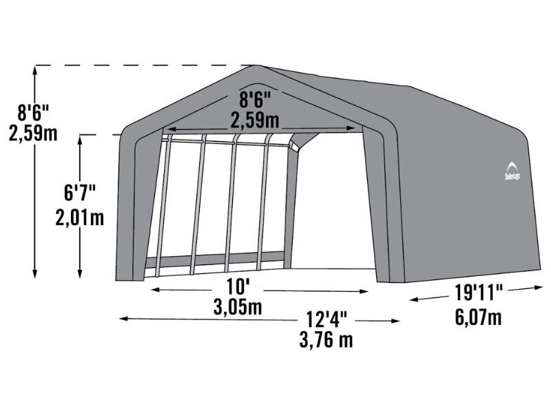 Garažas ShelterLogic CarPort, 3,65x6,1 m, pilkas kaina ir informacija | Sodo nameliai, malkinės, pastogės | pigu.lt