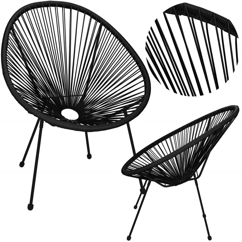 Sodo kėdė Springos GF0085, juoda kaina ir informacija | Lauko kėdės, foteliai, pufai | pigu.lt