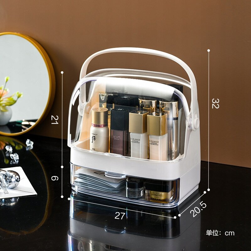 Kosmetikos dežutė su stalčiais Korbi F28 ecru, balta, 1 vnt. kaina ir informacija | Kosmetinės, veidrodėliai | pigu.lt