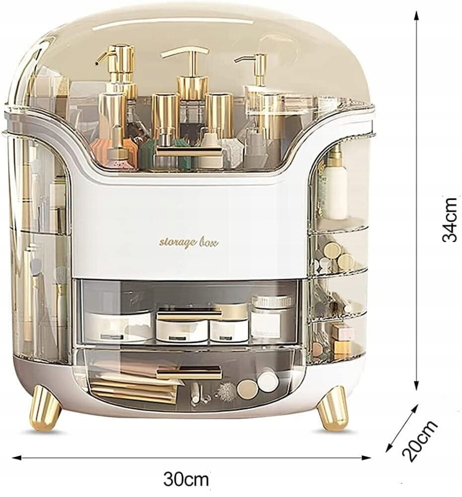 Kosmetikos dežutė su stalčiais Korbi F18, balta, 1 vnt. kaina ir informacija | Kosmetinės, veidrodėliai | pigu.lt