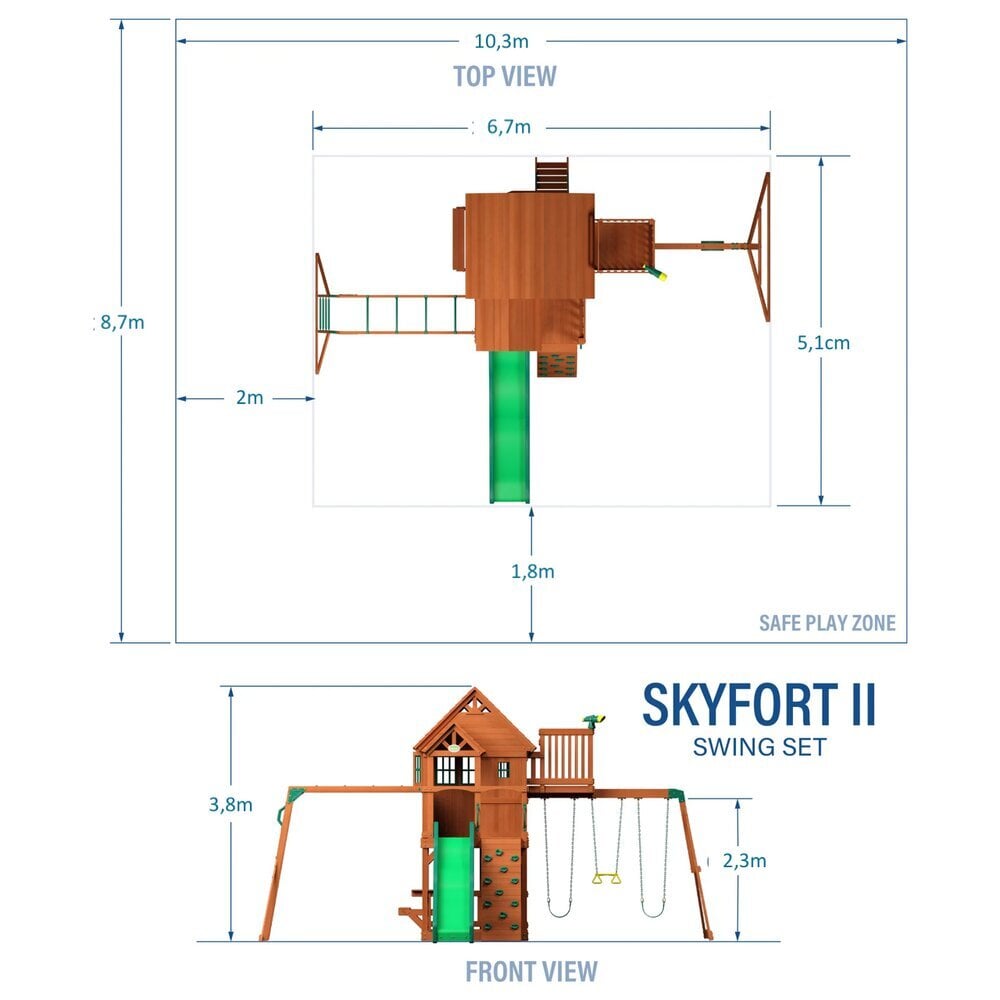 Žaidimų lauko aikštelė Woodlit Skyfort II kaina ir informacija | Vaikų žaidimų nameliai | pigu.lt