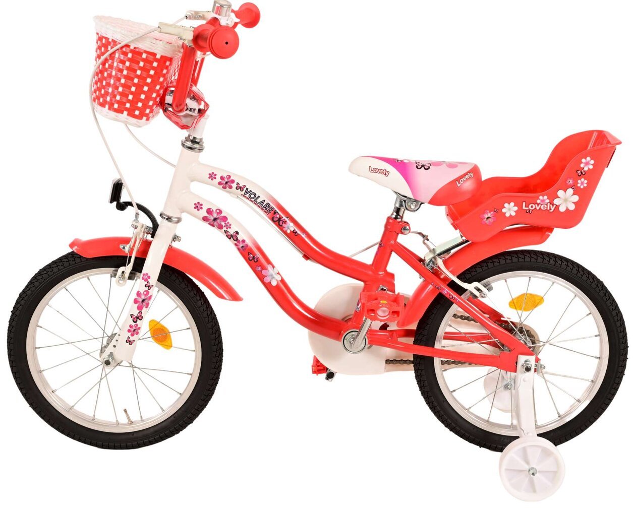 Vaikiškas dviratis 16" Volare Lovely, raudona/balta kaina ir informacija | Dviračiai | pigu.lt