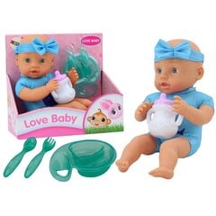 Lėlė mėlyna apranga su priedais Lean Toys Love Baby цена и информация | Игрушки для девочек | pigu.lt