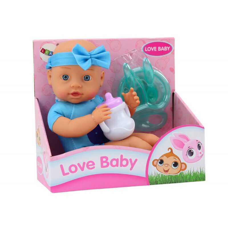 Lėlė mėlyna apranga su priedais Lean Toys Love Baby kaina ir informacija | Žaislai mergaitėms | pigu.lt