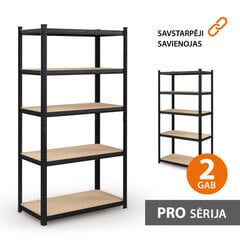 Sandėliavimo lentynos stelažai 180x90x40 PRO Juoda (2 vnt) kaina ir informacija | Sandėliavimo lentynos | pigu.lt