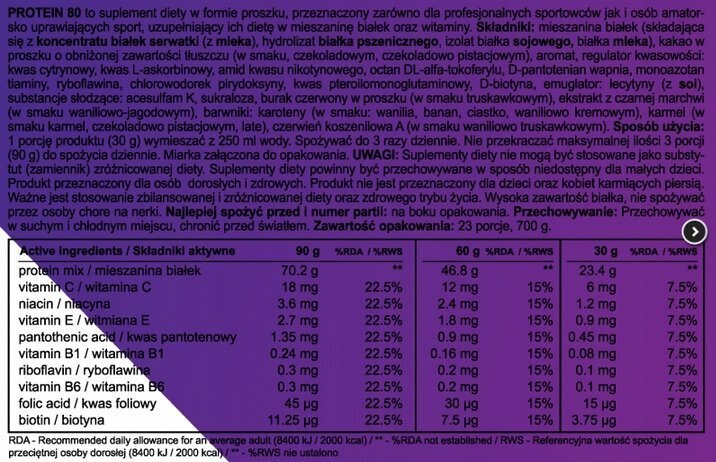 Baltymai ProActive Protein80, 700g kaina ir informacija | Baltymai | pigu.lt