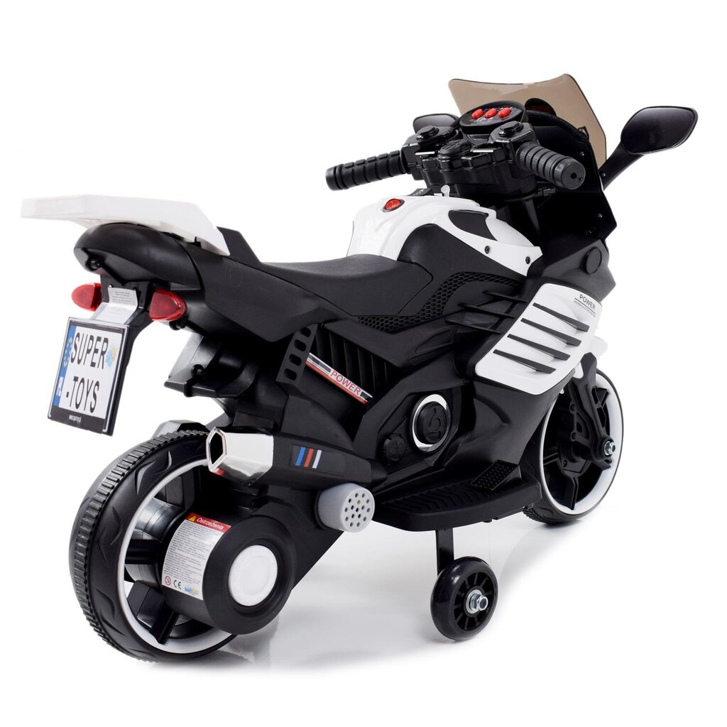 Elektrinis motociklas vaikams Power, baltas/juodas kaina ir informacija | Elektromobiliai vaikams | pigu.lt