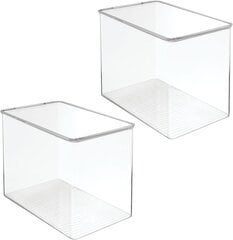 Универсальные пластиковые ящики для хранения mDesign, 32x22x18cм, прозрачные цена и информация | Посуда для хранения еды | pigu.lt