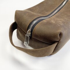 Rankų darbo odinė kosmetinė Kristicija Leather Goods, ruda kaina ir informacija | Kosmetinės, veidrodėliai | pigu.lt