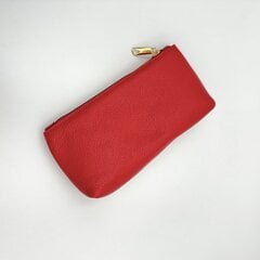 Rankų darbo raudonos spalvos odinė kosmetinė Kristicija Leather Goods kaina ir informacija | Kosmetinės, veidrodėliai | pigu.lt