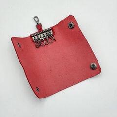 Rankų darbo raudonos odos raktų pakabukas su sagomis Kristicija Leather Goods kaina ir informacija | Piniginės, kortelių dėklai moterims | pigu.lt