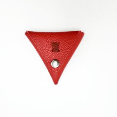 Rankų darbo odinis monetų dėklas - raudonos spalvos trikampis Kristicija Leather Goods kaina ir informacija | Piniginės, kortelių dėklai moterims | pigu.lt