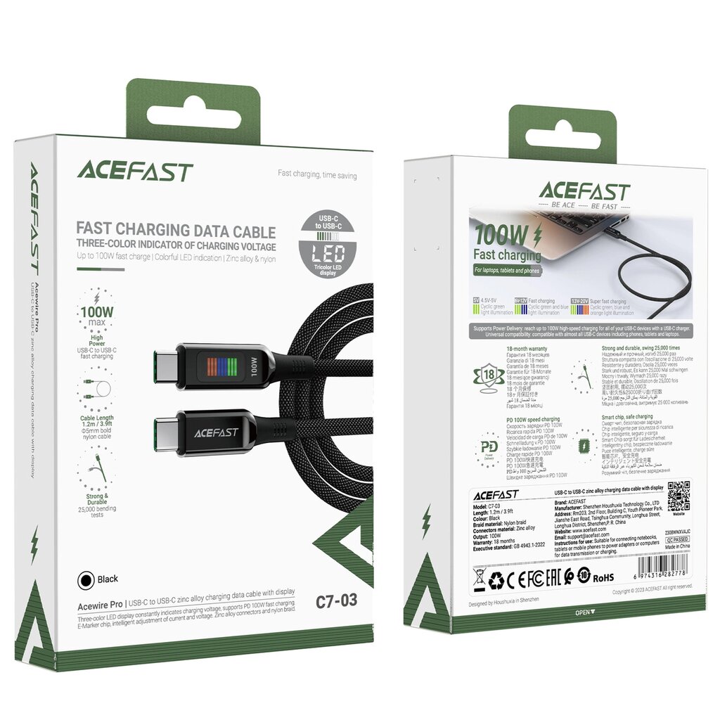Acefast C7-03 kaina ir informacija | Laidai telefonams | pigu.lt