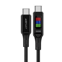 Кабель Acefast C7-03 USB-C USB-C 100 Вт 1,2 м с дисплеем - черный цена и информация | Кабели для телефонов | pigu.lt
