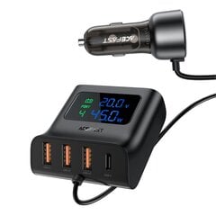 Acefast B11 138W USB-A USB-C Car Charger with 6 Ports - Black цена и информация | Зарядные устройства для телефонов | pigu.lt