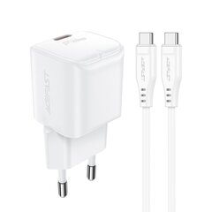 Acefast A73 Mini PD 20W GaN wall charger + USB-C cable - white цена и информация | Зарядные устройства для телефонов | pigu.lt