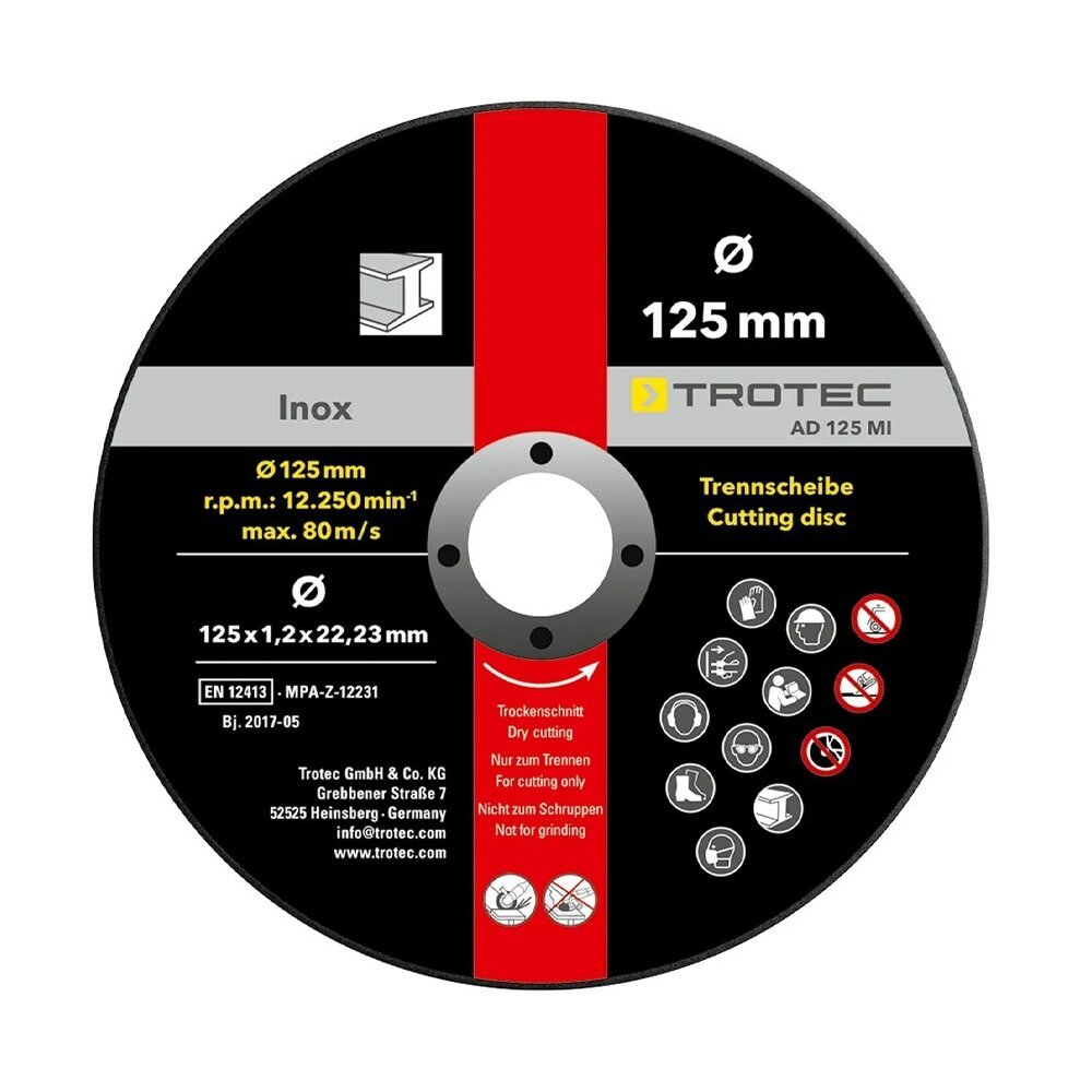 Metalo pjovimo diskų rinkinys Trotec kaina ir informacija | Šlifuokliai | pigu.lt