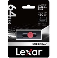 Lexar JumpDrive D300 LJDD300064G-BNBNG цена и информация | USB накопители | pigu.lt