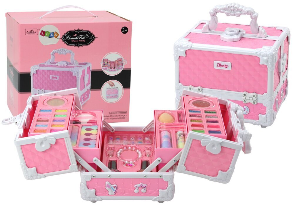 Kosmetikos rinkinys LeanToys Chest Suitcase Beauty Set Jewelry Cosmetics Pink, 1 vnt. цена и информация | Kosmetika vaikams ir mamoms | pigu.lt